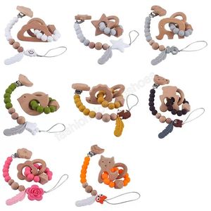 아기 Teethers 장난감 실리콘 너도밤 나무 나무 teether 젖꼭지 클립 세트 나무 젖니 가운 반지 젖꼭지 체인 씹을 수있는 장난감 유아 장난감