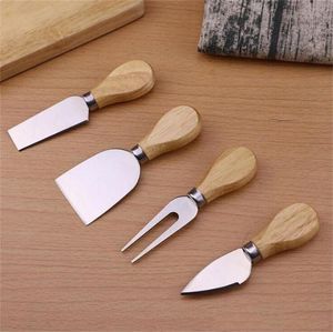 Useful Cheese Tools Set Oak Handle Knife Fork Shovel Kit Graters For Cutting BakingCheese Board Sets Butter Pizza Slicer Cutter WLL-WQ578