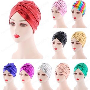 Afrika Shinny Glitter Kadınlar Başörtüsü Kapaklar Müslüman Streç Türban Hint Şapka İslam Altında Bonnet Saç Dökülmesi Chemo Beanie Kapakları