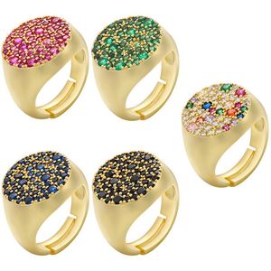 Cluster Ringen Zhukou Goud Kleur Vintage voor Dames Mode Hip Hop Vrouwelijke Crystal Rainbow Paar Sieraden Groothandel VJ86