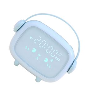 Azul Silicone Kids Bonito Night Light Inteligente Despertador Tempo Anjo LED Home Decoração