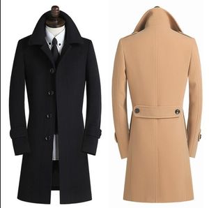 Tek Göğüslü Yaka Rahat Yün Ceket Erkekler Yün Trençkot Palto Uzun Kollu Ince Palto Erkek Kaşmir İngiltere Büyük Boy 9XL