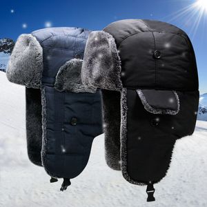 Winter Trapper Ushanka Hat Ciepły Rosyjski Trooper Faux Fur Flap Ear Flap Narciarstwo Czapka Pasuje do mężczyzn kobiet