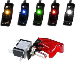 Car Boat Truck Illuminated Led Toggle Switch Control With Safety Aircraft Flip Up Cover Guard 12V20A transparent