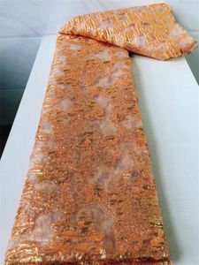 5yards / Лот замечательный оранжевый жаккардовый вышивка Французская чистая кружевная ткань африканский сетчатый материал для заправки QN112