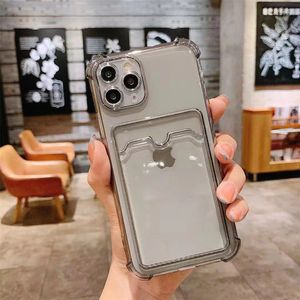 Anti-Drop Protective Shock Proof TPU Cover Fodral Multi-Colors Mobiltelefon Väska till iPhone 11Pro 12 mini 12Pro kortdesign