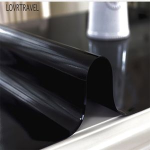 Tovaglia in PVC da tavolo di protezione nera opaca D'impermeabile in vetro morbido tinta unita decorazione domestica Panno 210626