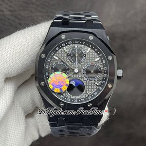 APSF 41mm Calendario perpetuo 26579CE A5134 Orologio automatico da uomo Superlumed quadrante blu strutturato fasi lunari Cassa in ceramica nera e Br239t