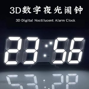 Övriga klockor Tillbehör 3D Smart Ljuskänslig LED Väggmonterad elektronisk väckarklocka USP-gränssnitt Färg Digitalt ljus