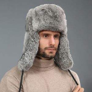 Thermal Bomber Hats Men Women Fashion Mens Womens Winter Warm Soft Faux Rabbit Fur Hat Trapper Earflap Ski Cap Ushanka Wholesale