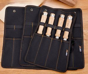 Storage Bags Chisel Carrying Case Canvas Pocket Tool Roll Holder Wrench Pouch 4 Pockets Organizer For Knife Hammers Gouges Carpenter JU31104