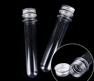 Botella de tubo de ensayo de plástico transparente de plástico transparente de 40 ml con tapa de aluminio, 300pcs / lot