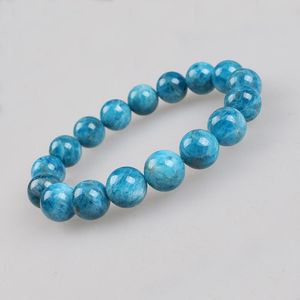 Charm Bracelets Natural Blue Apatite Stone Beads Elastic Bracelet Jewelry 6 8 10 12mm For Man Woman Gift