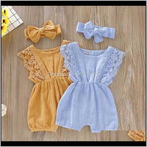 JumpsuitsRompers Roupas Bebê Crianças Maternidade Gota entrega 2021 Macacões Jumpsuits Headbands Bebê Meninas Roupas Criança Romper Jumpsuit com