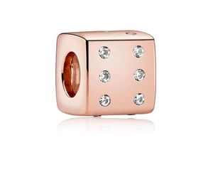 Fit Pandora Charm Bilezik Avrupa Gümüş Charms Boncuk Gül Altın Rubik Kube Zar Kristal Kadınlar Için DIY Yılan Zincir Bileklik Kolye Takı