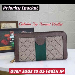 Ophidia Zip wokół portfela Vintage Kobiety Długie Zielone Czerwone Czerwone Stripe Skórzane skórzane przycięcie 12 Notatka Kartę Modna Moda Wszechstronny styl wszechstronny