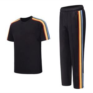 Milano pista 2023 tute da uomo estive moda casual uomo manica corta abbigliamento sportivo Set qualità Designers Tuta da donna in cotone due pezzi tute da jogging