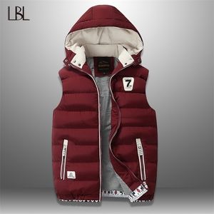 Gilet da uomo Gilet invernale Gilet casual Gilet senza maniche Plus Size 5XL Cappotti caldi Cappello staccabile 210925