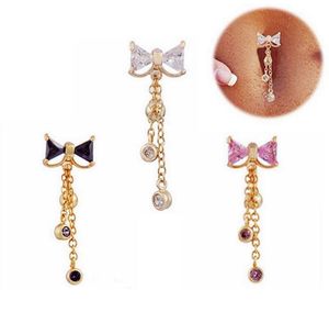 Bowknot Forma Zircon Belly Anéis Sexy Piercing Bell Button Anel Body Jóias Para As Mulheres