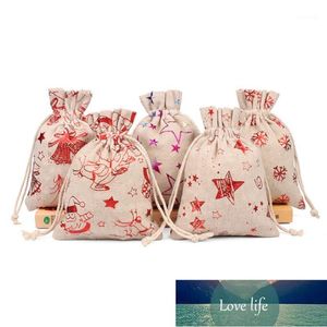 Gift Wrap Canvas Bag Christmas Pattern Candy 1-24 Advent Calendar Bundle Cotton Linen Santa Sack Deer Drawstring1