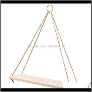 Halter Racks Housekeeping Organisation Garten Drop Lieferung 2021 Kreative Schöne Blumentopf Lagerung Rack Hängen Seil Regal Holz Bask