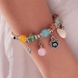 Bransoletka Trendy Kolor Ball Koraliki Różowe Monety Bransoletka Fit Ortyad dla kobiet Moda Geometryczne Wrist Charms DIY Biżuteria