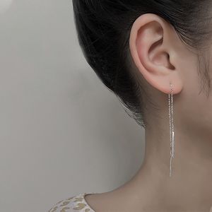 Vintage Simple Ear Line Long Dangle Örhängen Kedja för kvinnor Rose Guld Silver Färg Mode Smycken Drop Earring Bijoux