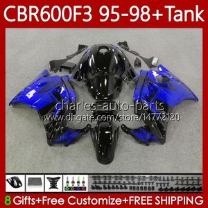 Bodys +Tank For HONDA CBR600 CBR 600 F3 FS CC 600F3 95-98 Blue black Bodywork 64No.55 600FS 600CC CBR600F3 95 96 97 98 CBR600-F3 CBR600FS 1995 1996 1997 1998 Fairing Kit