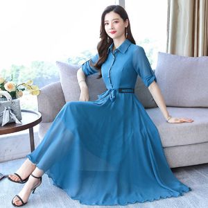 Sommer Chiffon Kleider für Frauen Koreanischen Stil Lange Party Hochzeit Rosa Plus Größe XXXL Kleidung 210531