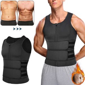 Men's Body Shaper Waist Trainer Sauna Vest Double Belt Sweat Shirt Corset Abdomen Slimming Shapewear Fat Burn Fitness Top