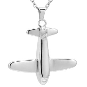 Silver/golden stainless steel airplane shape cremation pendant ashes souvenir box necklace jewelry
