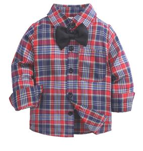 Toddler Boys T Shirts Long Sleeve Plaid Tees For Kids Spring Autumn Children Clothes Casual Shirt Tops,SIZE 90-140CM