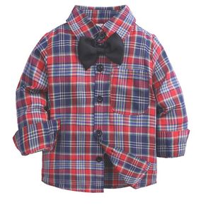 Toddler Pojkar T-shirts Långärmad Plaid Tees För Barn Vår Höst Barnkläder Casual Shirt Toppar, Storlek 90-140cm