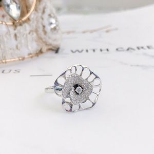 Aazuo Orignal 18K White Gold Real Diamond 030ct Full drill Diamonds Lotus Leaf Ring Fashion Gift For Woman Birthday