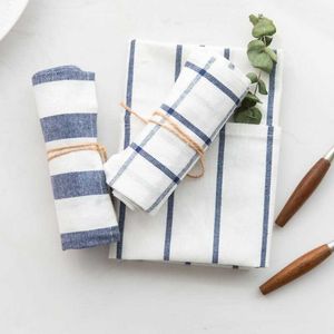 10pcs high quality Blue white check striped tea kitchen towel napkin table cloth 100% cotton yarndye fabric shipping