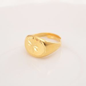 Etiopien Dubai 18 k Ring Solid Fine Gold Fyllda arabiska adranserbara Ringar Resizable Plane Figur Kvinnors tonårsmycken Halloween