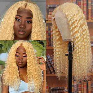 613 Blonde Curly Synthetic Lacefront Wig Simulation Human Hair Lace Front Wigs Small Size 16~26 inches RXG9512