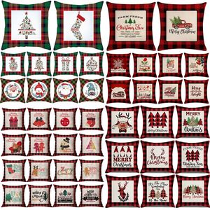 47 stile reticolo natalizio federa lino 45 * 45 cm cuscini copre cuscino divano casa casa-tessuti decorazioni natalizie T9I001558