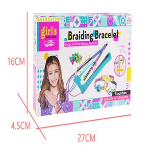 Decompression Toy Colorful Braiding Bands DIY Weaving Tool Box Creative Set Elastic Silicone Bracelet Kit Kids for Children Girls Gift