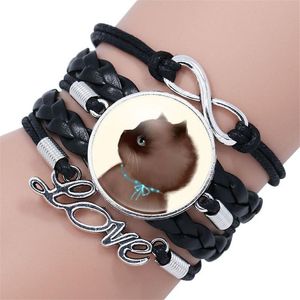 Wholesale cute designs for sale - Group buy Charm Bracelets Girl Unlimited Cute Black Cat Leather Bracelet Handmade Rope Wrapped Designs