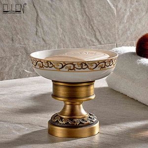 Casa de banho Deck Dish Deck Stand Antique Bronze Bronze Soap Titular Preto Banheiro Acessórios ML4085 211119