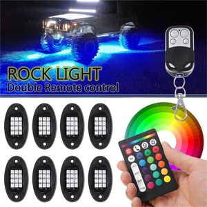 Bluetooth RGB LED Ambient Lamp Rock Light Off Road Lights IP68 Waterproof Automotive Interior Decorative For Car Interior&External