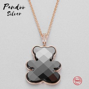 PANDOO Fashion Charm Original 1:1 Copy, Cute Childlike Teddy Bear Pendant Necklace Female Luxury Jewelry Gift