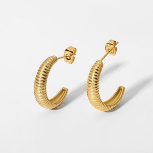 Hoop Huggie L Stainless Steel Thin Croissant Shape Earrings For Women Hypoallergenic Waterproof Jewelry Gifts