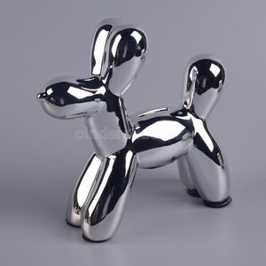 Wholesale New Ceramic Craft Animal Balloon Dog Piggy Bank Put A Nordic Home Decoration Put on A Gold Silver Balloon Plating Modern Home Ornament CN15