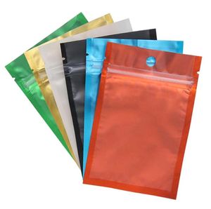 Förpackningspåsar Kontorsskola Business Industrial Colored Aluminium Foil Bag Återställbar Zip One Side Clear Back Plastic Lukt Proof Pouches Dr