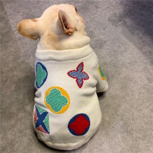 Klasyczny Floral Fashion Dog Swetry Bulldog Francuski Teddy Schnauzer Puppy Sweter Jesień Zima Ciepła Pet Odzież