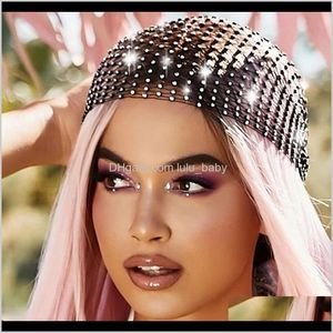 Anklets Drop Delivery 2021 Glaming Rhinestone Bling Crystal Headband Accessories For Women Gift Fashion Bla Mesh Headpiece Hat Hair Jewelry C