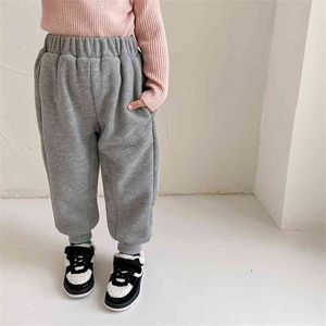 Inverno crianças grossas calças esportivas quentes meninos e meninas algodão 4 cores All-Match Sweatpants 210708