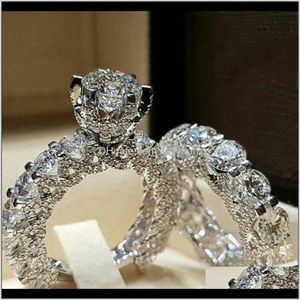 Band ringar smycken dropp leverans 2021 ädelsten hjärta och pil rund diamant inlaid glänsande kvinnlig mode förlovning par ring r0ieh